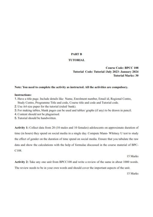 IGNOU BPCC-108 Solved Assignment 2023-24 Hindi Medium