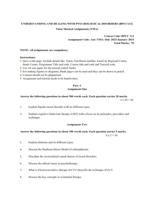 IGNOU BPCC-113 Solved Assignment 2023-24 English Medium