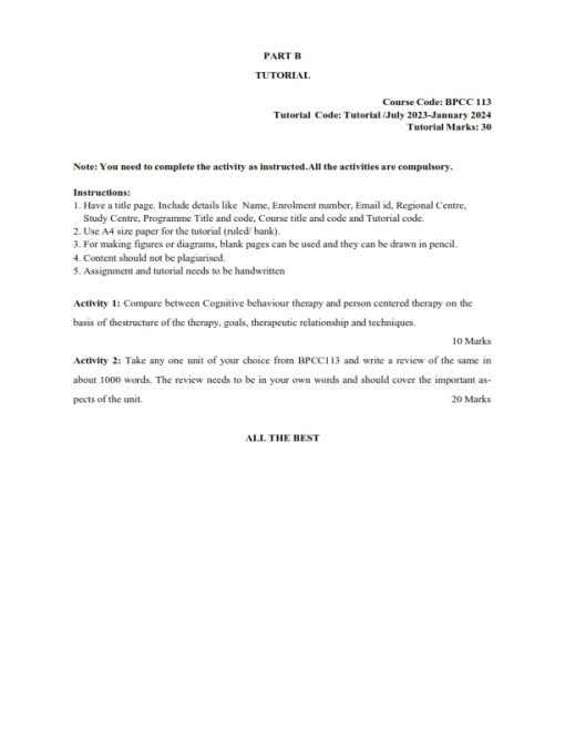 IGNOU BPCC-113 Solved Assignment 2023-24 English Medium
