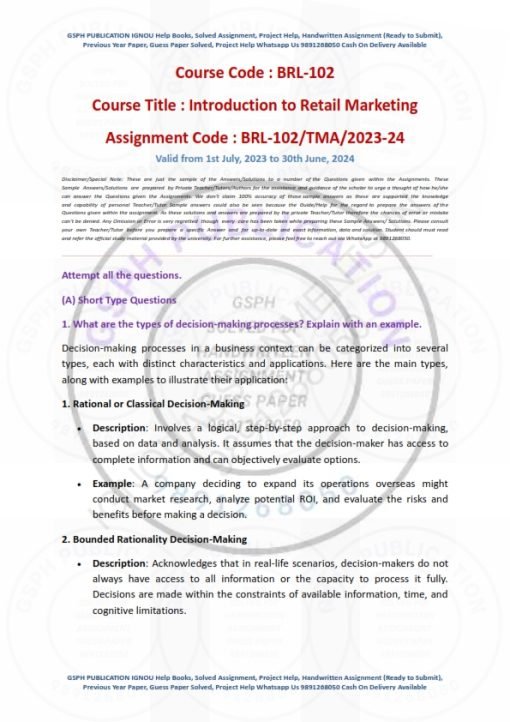 IGNOU BRL-102 Solved Assignment 2023-24 English Medium