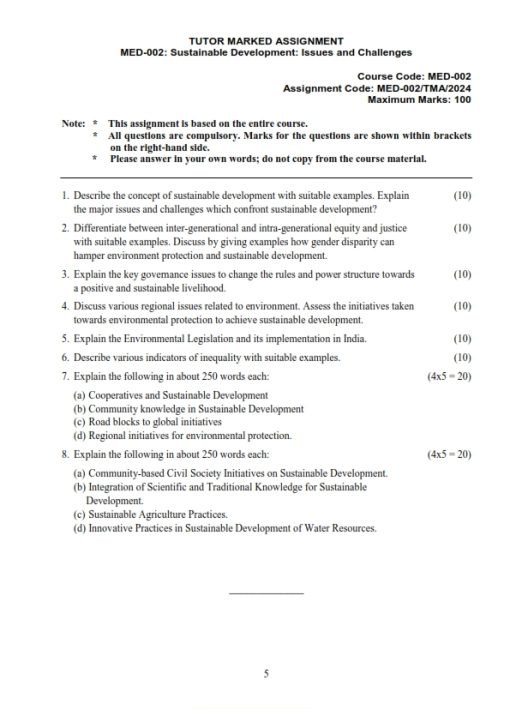 IGNOU MED-002 Solved Assignment 2024 English Medium
