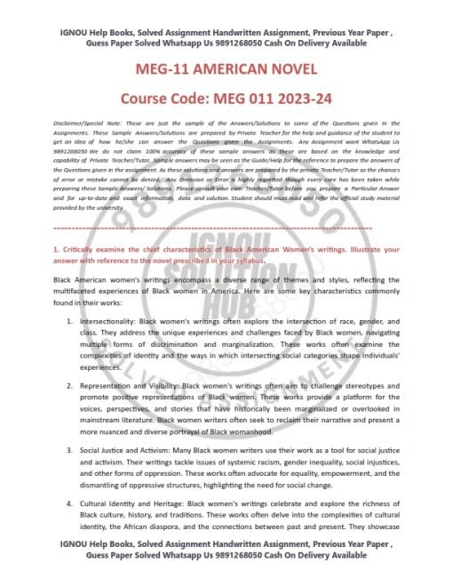IGNOU MEG-11 Solved Assignment 2023-24 English Medium