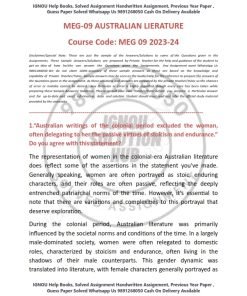 IGNOU MEG-09 Solved Assignment 2023-24 English Medium