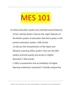 IGNOU MES-101 Solved Assignment 2023 English Medium