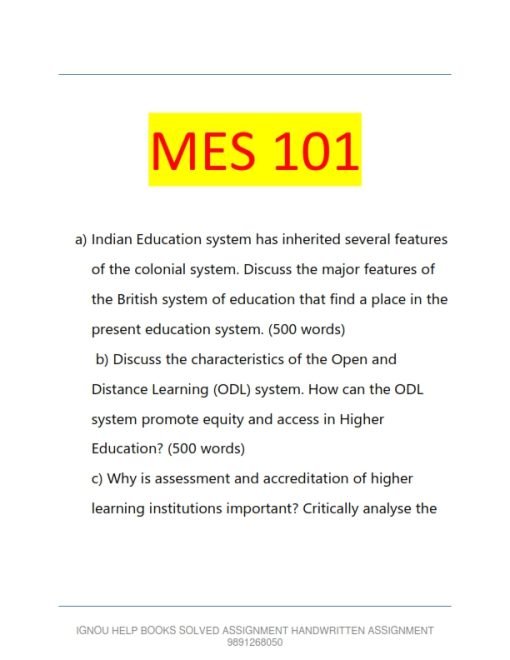 IGNOU MES-101 Solved Assignment 2023 English Medium