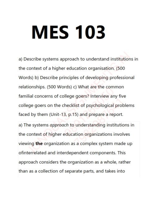 IGNOU MES-103 Solved Assignment 2023 English Medium