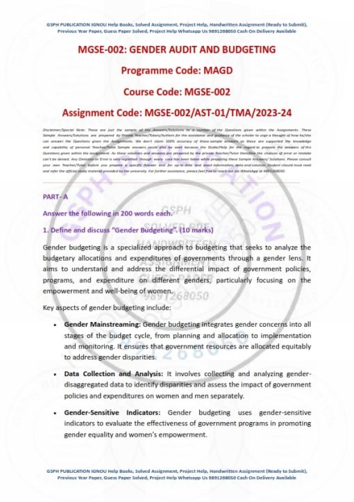 IGNOU MGSE-002 Solved Assignment 2023-24 English Medium