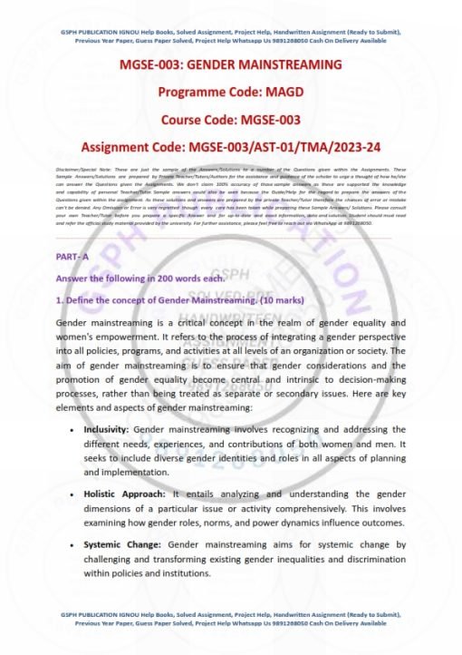 IGNOU MGSE-003 Solved Assignment 2023-24 English Medium