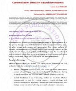 IGNOU MRDE-203 Solved Assignment 2023-24 English Medium