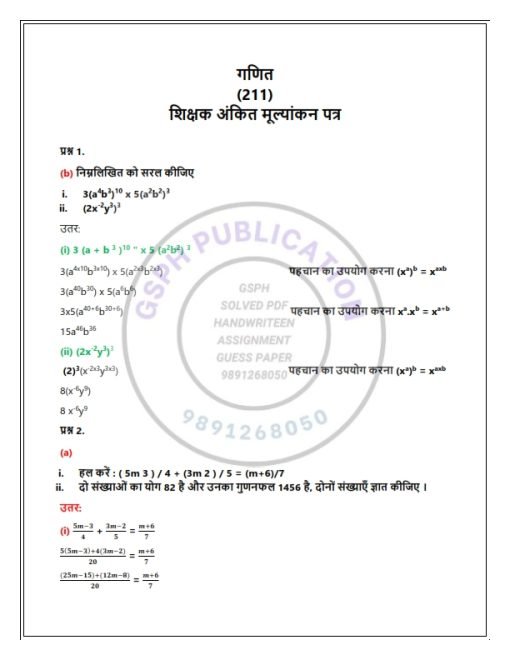 nios maths assignment solved hindi medium