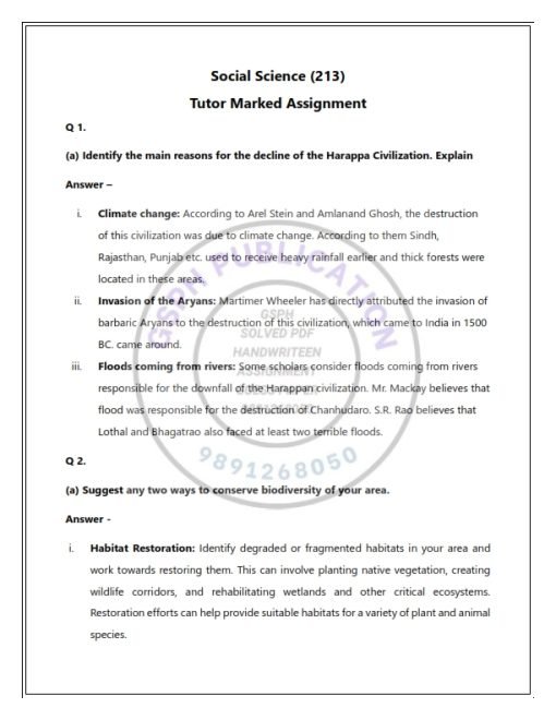 NIOS 213 (Social Science) Solved Assignment 2023-24 English Medium