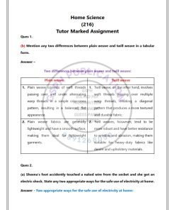 NIOS 216 (Home Science) Solved Assignment 2023-24 English Medium