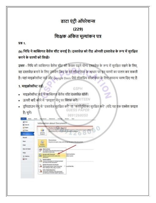 NIOS 229 (Data Entry) Solved Assignment 2023-24 Hindi Medium