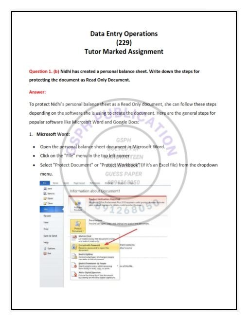 NIOS 229 (Data Entry) Solved Assignment 2023-24 English Medium