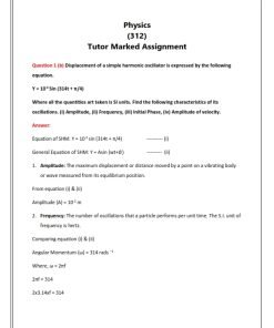 NIOS 312 (Physics) Solved Assignment 2023-24 English Medium