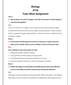 NIOS 314 (Biology) Solved Assignment 2023-24 English Medium