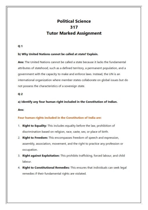 NIOS 317 (Pol Sci) Solved Assignment 2023-24 English Medium