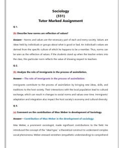 NIOS 331 (Sociology) Solved Assignment 2023-24 English Medium