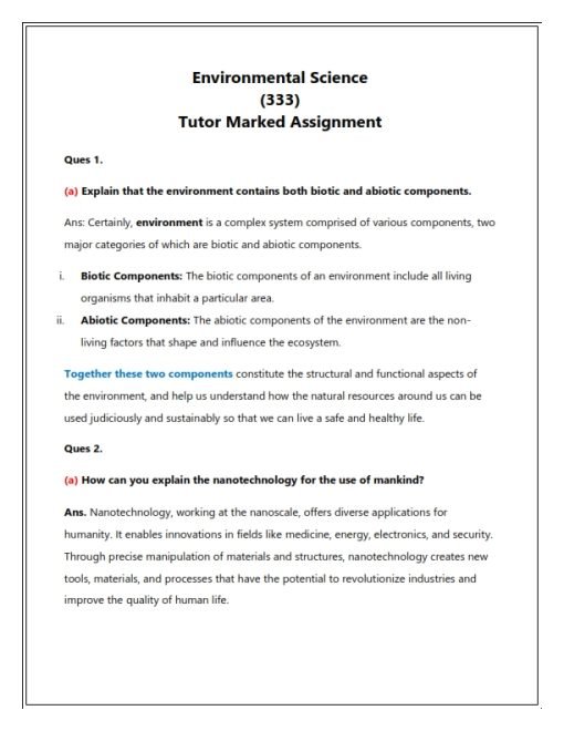 NIOS 333 (EVS) Solved Assignment 2023-24 English Medium