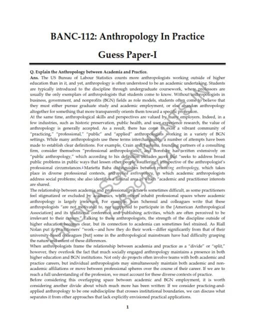 IGNOU BANC-112 Guess Paper English Medium