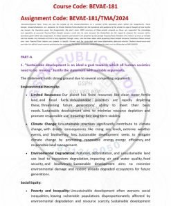 IGNOU BEVAE-181 Solved Assignment 2024 English Medium