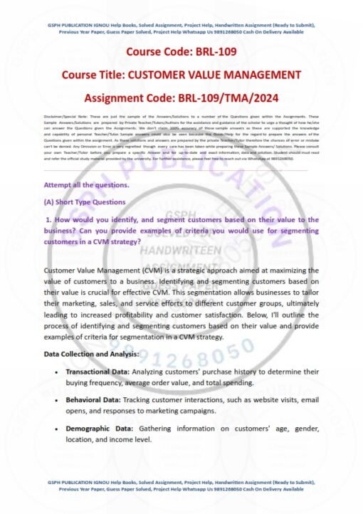 IGNOU BRL-109 Solved Assignment 2024 English Medium