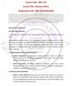 IGNOU BRL-113 Solved Assignment 2023-24 English Medium