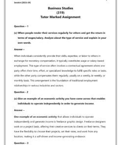 NIOS 319 (Business Studies) Solved Assignment 2023-24 Enlish Medium