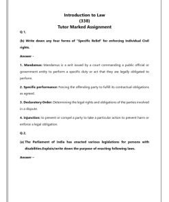 NIOS 338 (Introduction to Law) Solved Assignment 2023-24 Enlish Medium