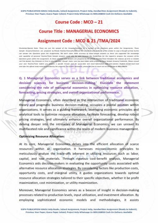 IGNOU MCO-21 Solved Assignment 2024 English Medium (New)
