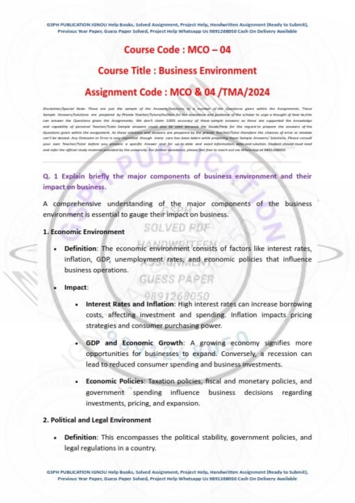 IGNOU MCO-4 Solved Assignment 2024 English Medium