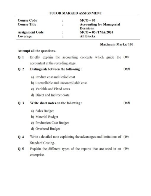 IGNOU MCO-5 Solved Assignment 2024 English Medium (New)