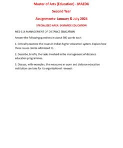 IGNOU MES-114 Solved Assignment 2024 English Medium