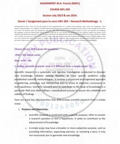 IGNOU MFL-05 Solved Assignment 2023-24 French Medium