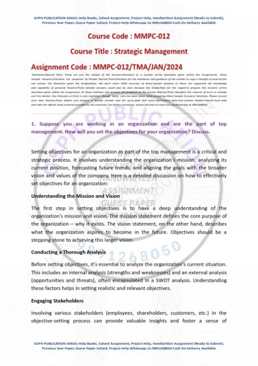 IGNOU MMPC-12 Solved Assignment 2024 English Medium
