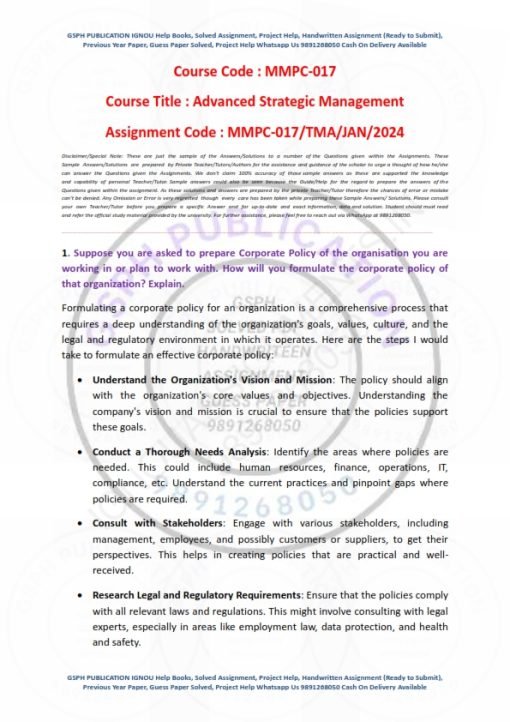 IGNOU MMPC-17 Solved Assignment 2024 English Medium