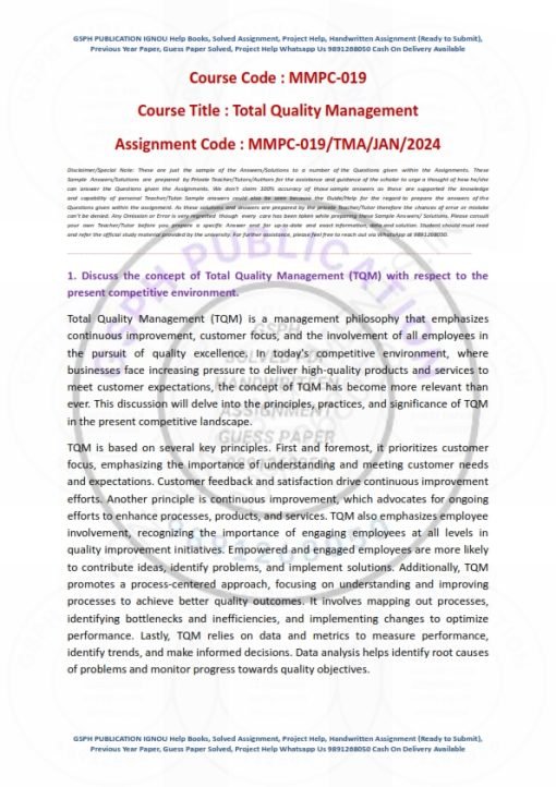 IGNOU MMPC-19 Solved Assignment 2024 English Medium