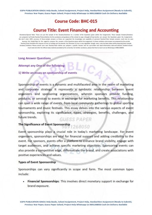 IGNOU BHC-15 Solved Assignment 2023-24 English Medium