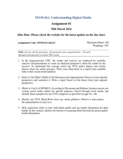 IGNOU MNM-11 Solved Assignment July 2023 English Medium