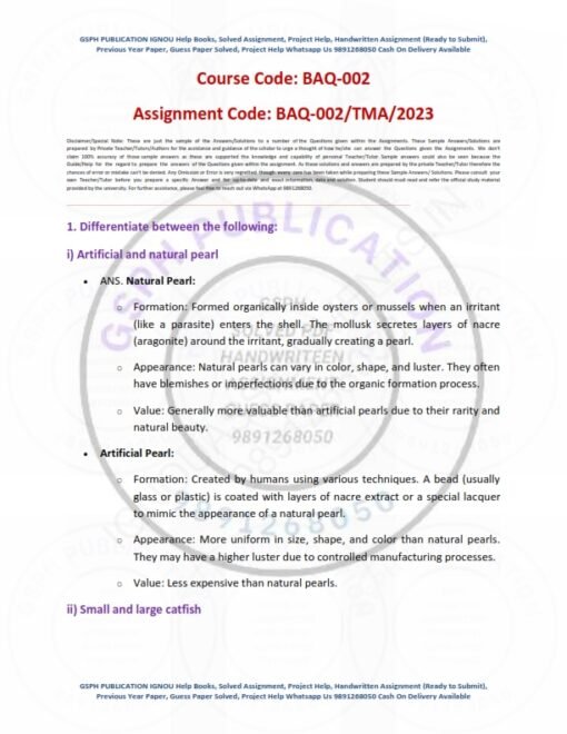 IGNOU BAQ-002 Solved Assignment 2023 English Medium