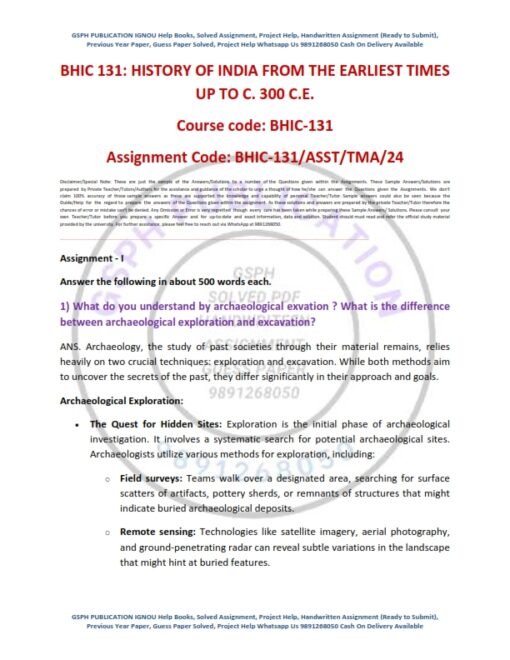 IGNOU BHIC-131 Solved Assignment January 2024 English Medium