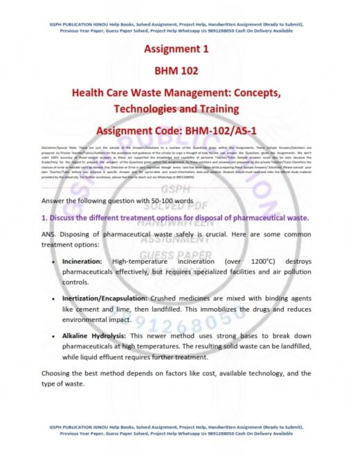 IGNOU BHM-102 Solved Assignment 2024 English Medium