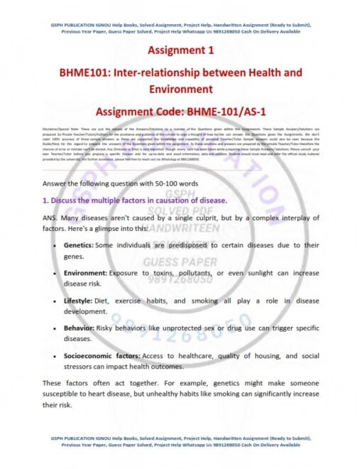 IGNOU BHME-101 Solved Assignment 2024 English Medium