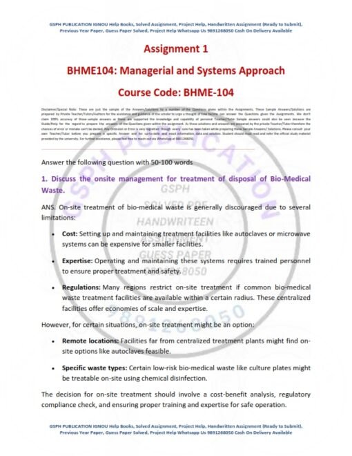 IGNOU BHME-104 Solved Assignment 2024 English Medium