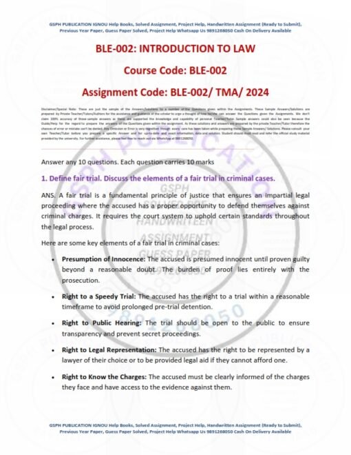 IGNOU BLE-002 Solved Assignment Jan & July 2024 English Medium