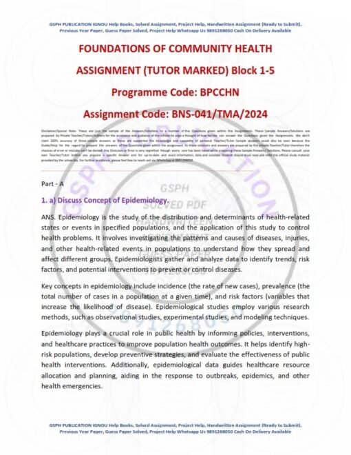 IGNOU BNS-041 Solved Assignment January 2024 English Medium