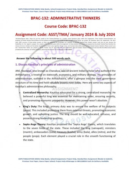 IGNOU BPAC-132 Solved Assignment January 2024 English Medium