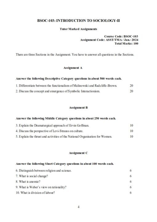 IGNOU BSOC-103 Solved Assignment January 2024 English Medium