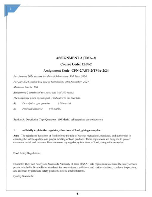 IGNOU CFN-2 Solved Assignment Jan & July 2024 English Medium