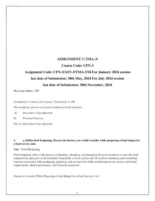 IGNOU CFN-3 Solved Assignment Jan & July 2024 English Medium